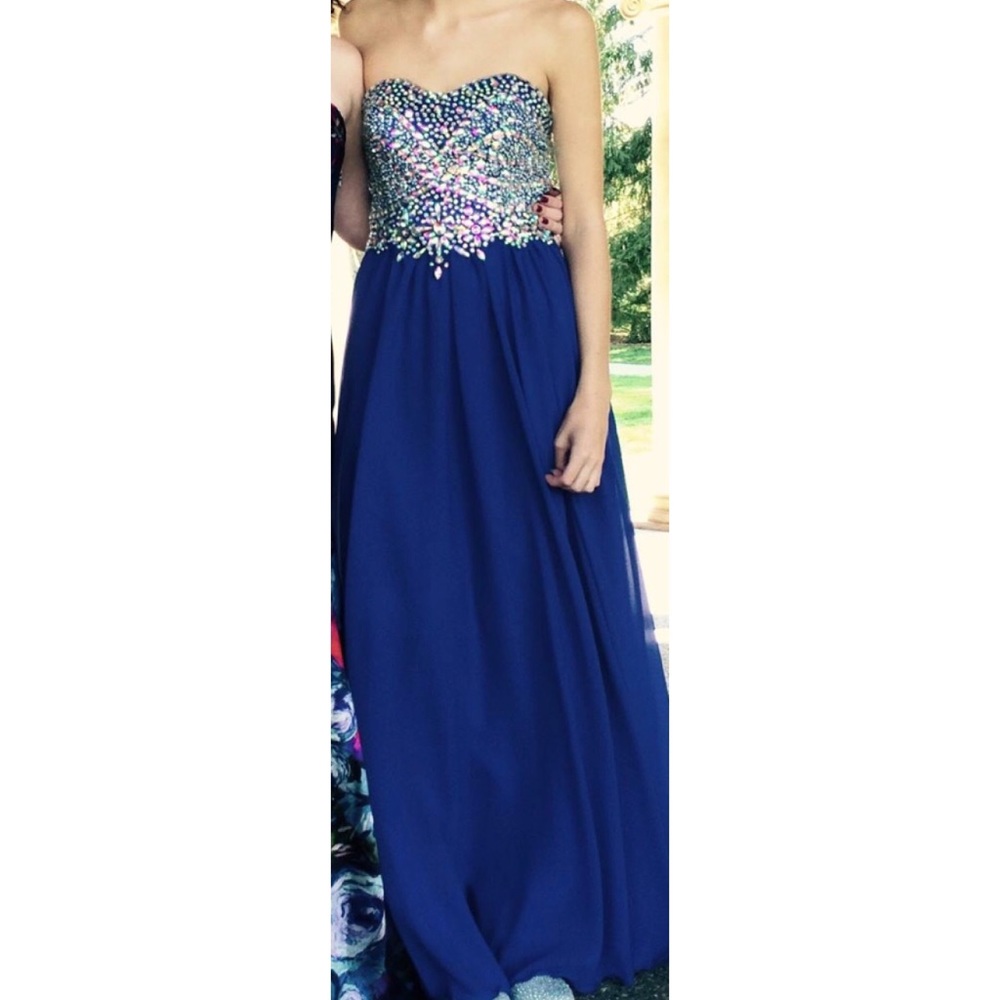 LIKE NEW Strapless Royal Blue Prom Dress